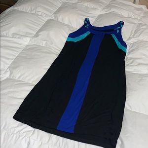 Blue black and green dress